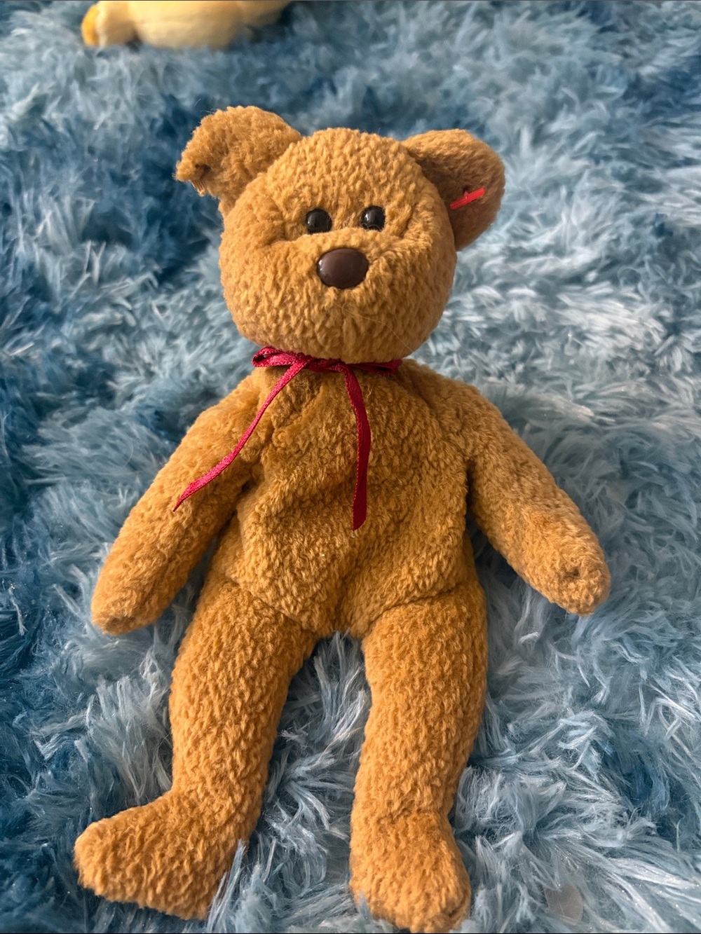 Ty Brown Teddy Bear Plush with Red Ribbon